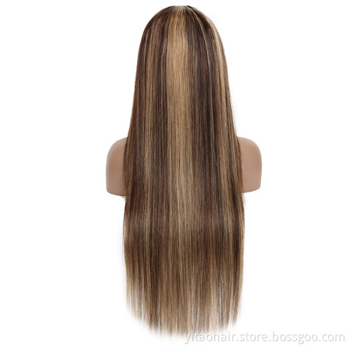 Wholesale price  piano color  Synthetic Hair Wigs With Highlights  Pre-Plucked T lace Wig Big Factory Stock